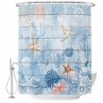 thumbnail image 2 of Shower Curtains for Bathroom, Blue Coastal Waterproof Fabric Shower Curtain, Starfish Coral Summer Beach Nautical Decorative Bathroom Curtain for Bathtub, 72"x72", No Hooks Included, 2 of 9