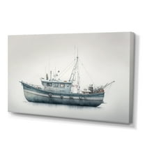 Designart Fisherman'S Boat In The Snow I Canvas Wall Art