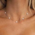 thumbnail image 2 of Gold Tone Four Leaf Clover Necklace Gift for Women - Minimalist Lucky Pendant Chain Collarbone Jewelry with Crystal Accent, 2 of 2