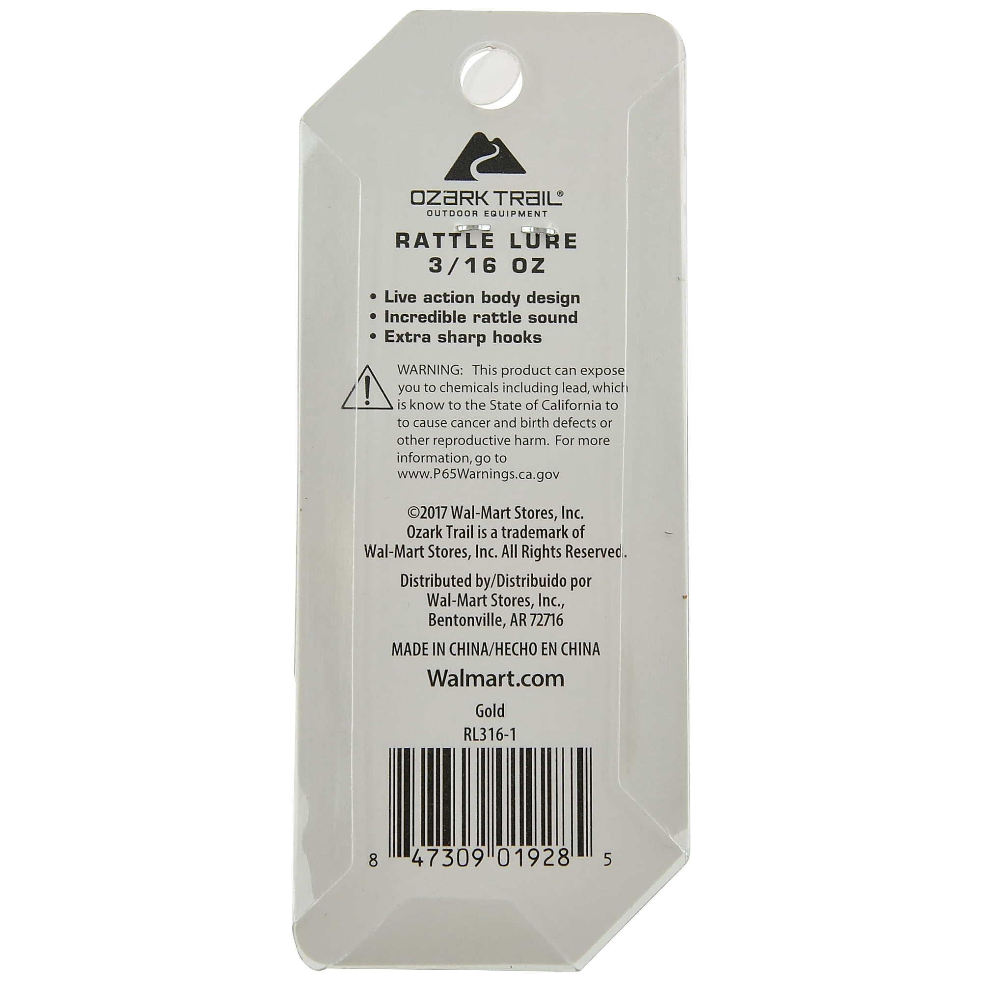 Ozark Trail 3/16 Ounce Gold Shad Rattle Fishing Lure