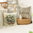 thumbnail image 7 of HAPPINESS Spring Summer Pillow Covers 18x18 inches, Farmhouse Flower Print Decorative Throw Pillow Covers 4 Piece Set, Cotton Linen Sofa Cushion Cover, Garden Patio Home Decor, 7 of 7