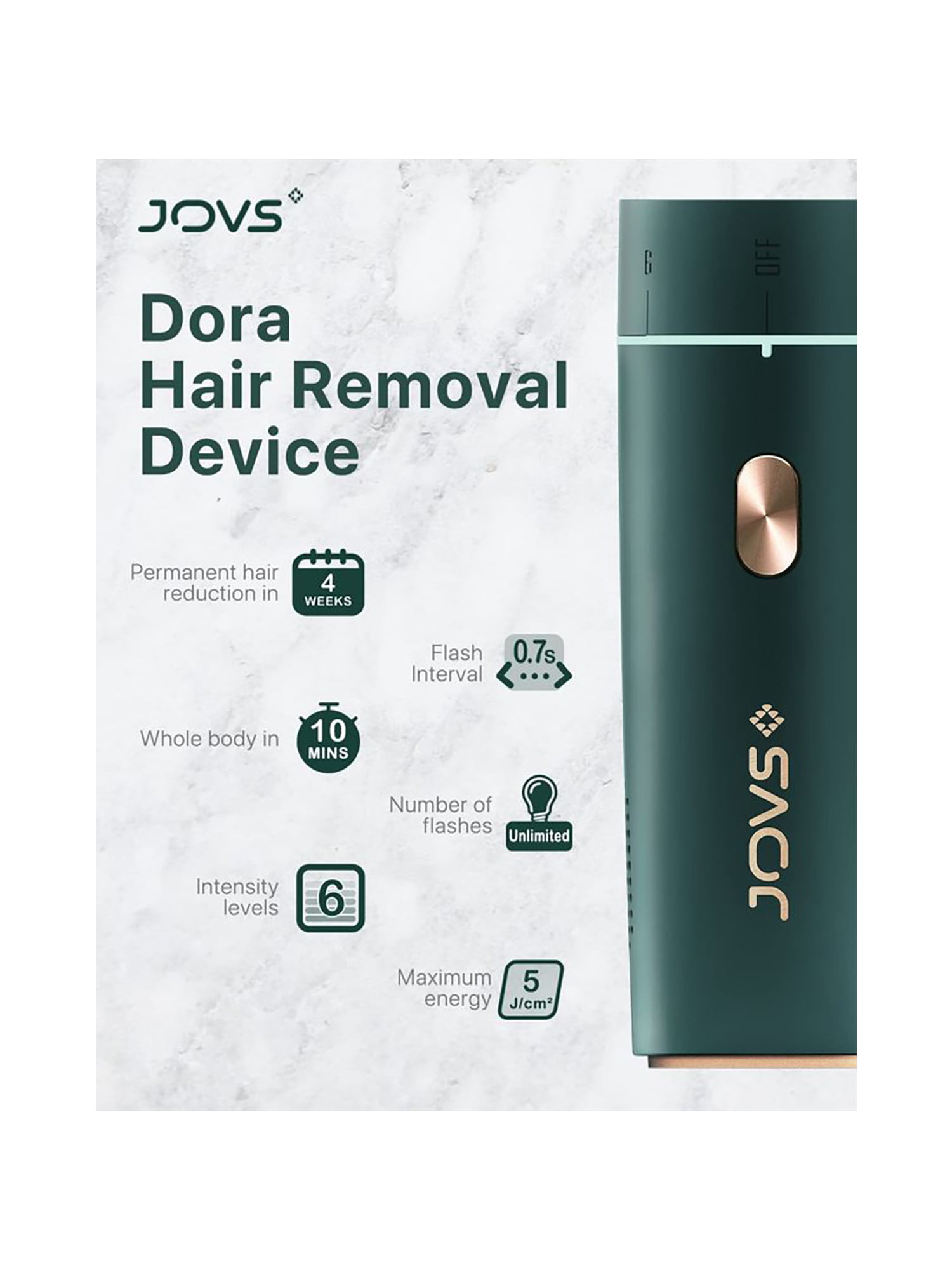 JOVS Dora IPL Hair Removal Device for Permanent Painless Hair Laser Removal  with Unlimited Flashes For Body and Face, Home Use Device