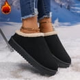 thumbnail image 5 of Xfvqtps Fuzzy Slippers for Women Fluffy Winter Warm Lined Suede Flatform Mini Boots Slip on Furry Cozy Short Ankle Shoes Indoor and Outdoor Mules Clogs Black, 5 of 6
