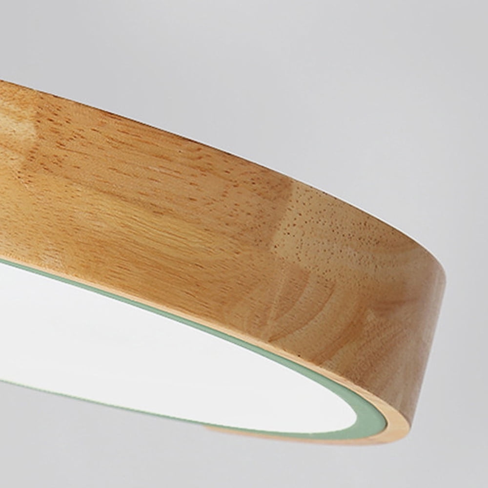 modern minimalist led drum shaped wood & metal & acrylic flush mount ceiling light