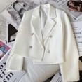 thumbnail image 2 of Gyexs Cropped Trench Coat for Women Pluss Size Lightweight Solid Long Sleeve Blazer Jackets Business Casual Fall Winter Tops, White, Size XL, 2 of 7