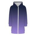 thumbnail image 5 of Women's Striped Zip Up Hoodie, Longline Fleece Jacket with Full-Length Zipper, Lightweight Mid-Length Hooded Sweatshirt, Soft Casual Wear for Fall and Winter Purple S, 5 of 6