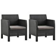 thumbnail image 1 of vidaXL Garden Chairs with Cushions 2 pcs PP Rattan Anthracite, 1 of 5