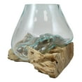 thumbnail image 2 of Balinese Handicraft Natural Driftwood With Fitted Hand Blown Glass Bowl 7"L, 2 of 9