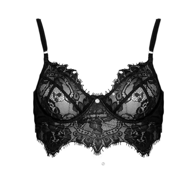 Women's French Sexy All Lace Wireless and Padless Lingerie 34ddd Bras for  Women (Black, S) at  Women's Clothing store