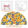 thumbnail image 4 of Lsque Vintage White Yellow Sunflower Print Christmas Tree Skirt, Tree Skirt with Ties or Velcro, Perfect for Holiday Decorations, Halloween, and New Year-48", 4 of 7