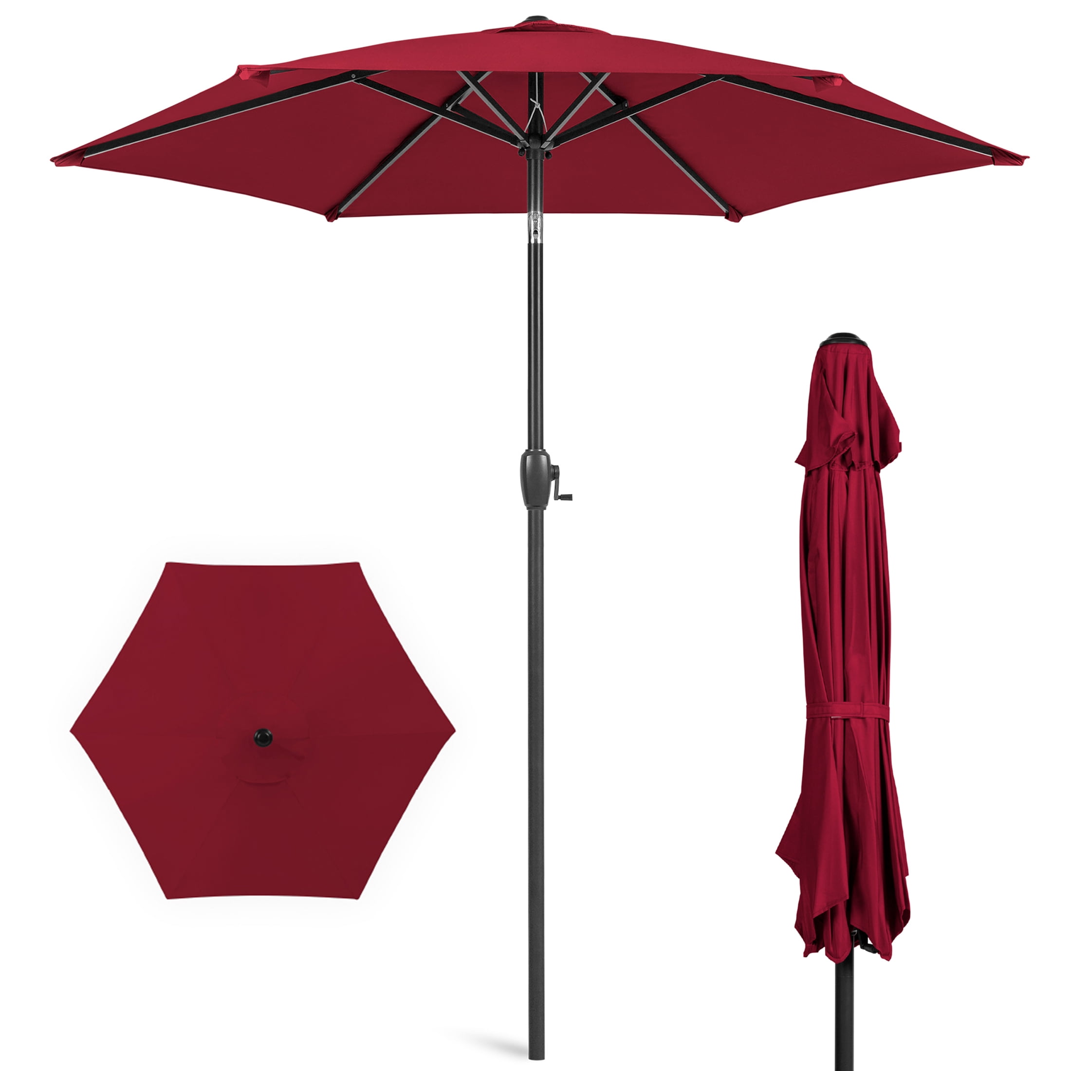Umbrella 6 Ribs with Tilt and Crank 7.5 FT Patio Umbrella Sunlight