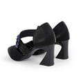 thumbnail image 6 of Fesfesfes Women Heels Fashion Women Pointed Toe Rhinestone Buckle High Heels Pointed Toe Hollow Cloth Thick Heel Shoes 5.5(36), 6 of 9