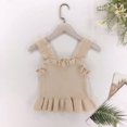 thumbnail image 5 of THDHVS Toddler Tank Tops Girls,Tank Tops for Girls,Girl's Ruffle Hem Solid Color Spaghetti Strap Tank Tops Khaki 8-9 Years, 5 of 5