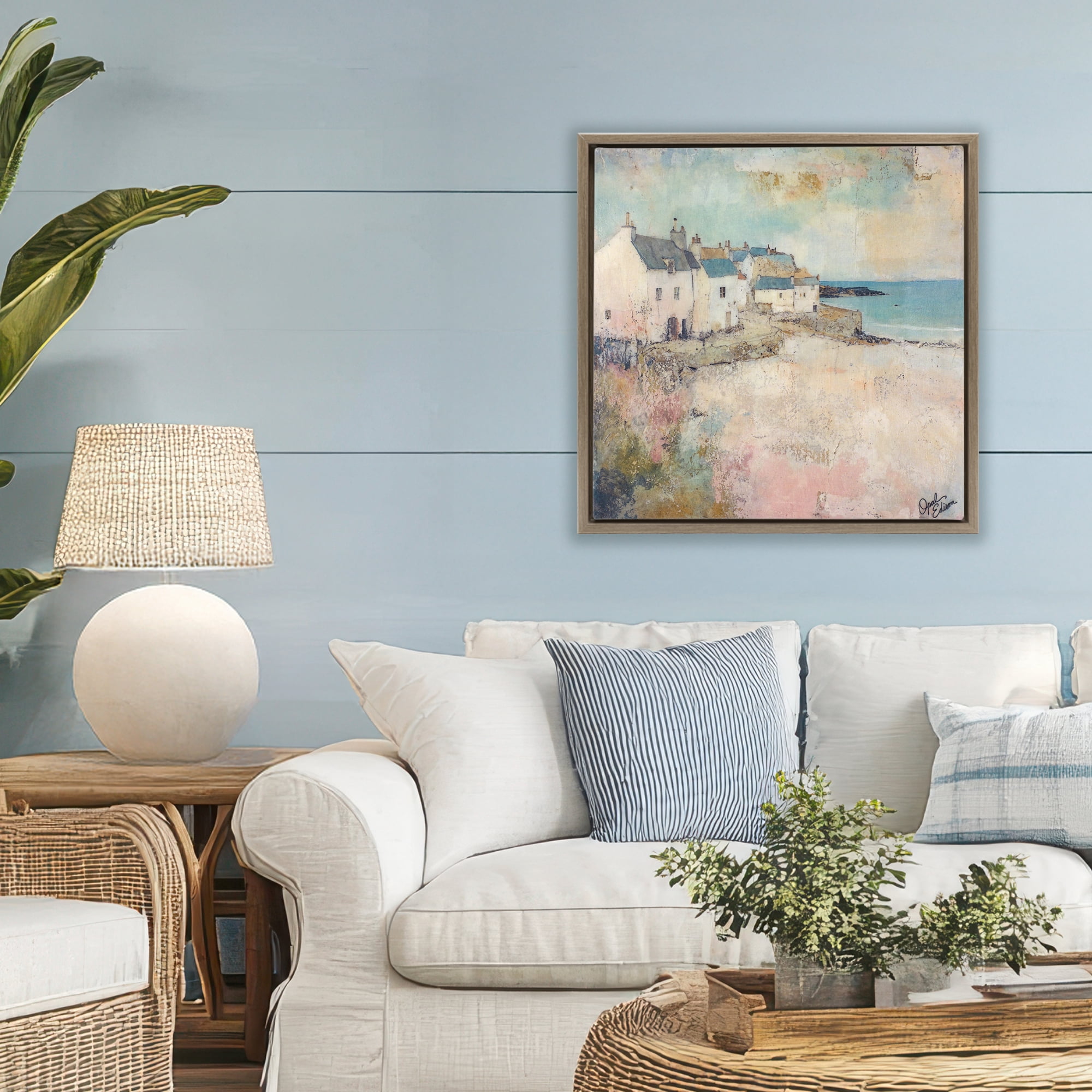 Stupell Industries Town Corner Architecture Brown Framed Floater Canvas Wall Art, design by Opal Edison