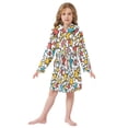 thumbnail image 6 of FORMRS Niños Bathrobe Unisex Hooded Robe Soft Plush Pajamas Sleepwear, Size 10-12T, Colorful Stars, 6 of 7