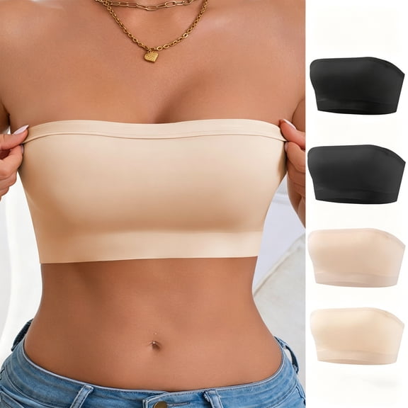 Dwellite Push Up Strapless Bras for Women Supportive Bandeau Bra Wireless No Underwire Padded Tube Bra Complexion 34