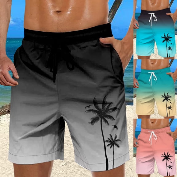 XINPING Swim Shirts for Men Casual Hawaiian Print Quick Dry Patriotic Swimming Trunks with Pockets Upf 50 Sun Protection Mens Summer Clothes
