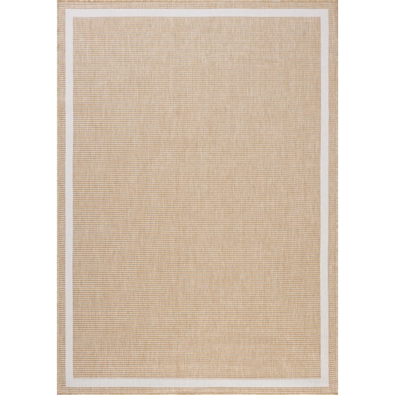 Indoor Outdoor Rug 7x9, Reversible, Loloi Easton Wheat / Ivory (6'7" x 9'4")