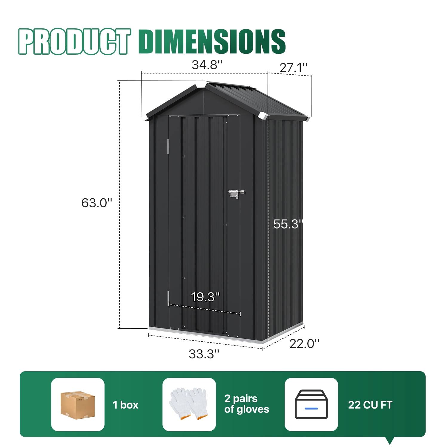 BaPiPro 3x2 ft Outdoor Storage Shed with Floor, Metal Shed with Shelves, Small Tool Shed, Metal Cabinet for Patio Backyard Garden