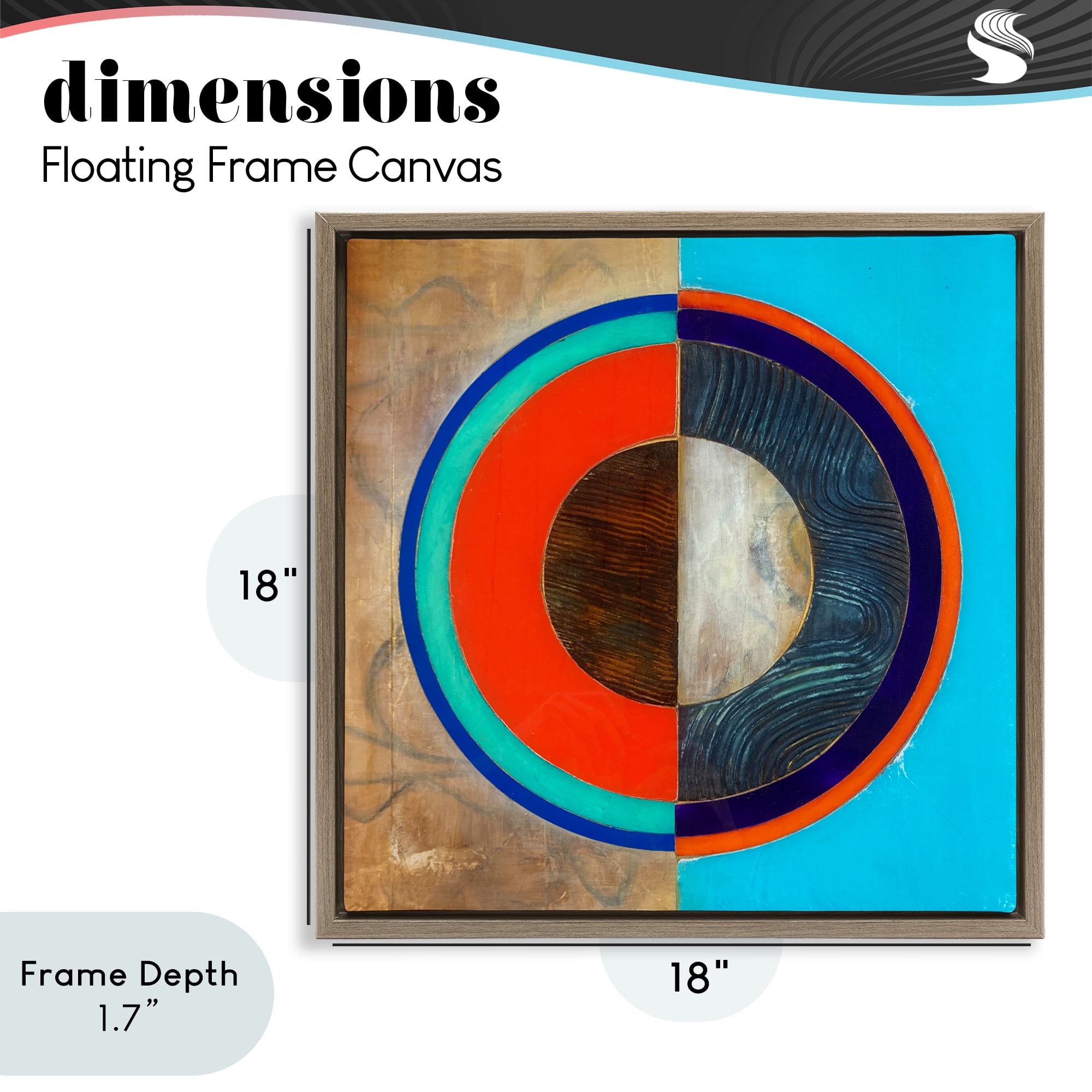 Stupell Industries Red Arc Summer Circle Brown Framed Floater Canvas Wall Art, design by Matthew Finger