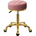 thumbnail image 1 of Tabouret Roulant Tabouret de Coiffeuse Or avec Roues Pédicure Massage Tabourets à Roulettes Cuir PU Rond Pivotant Chaise de Salon Base Titane Or Hauteur Réglable, 1 of 3