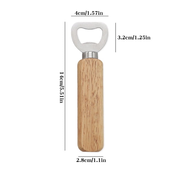 Beer Bottle Opener with Solid Wood Handle 14.2x4cm Stainless Steel Bottle Opener for Easy Opening