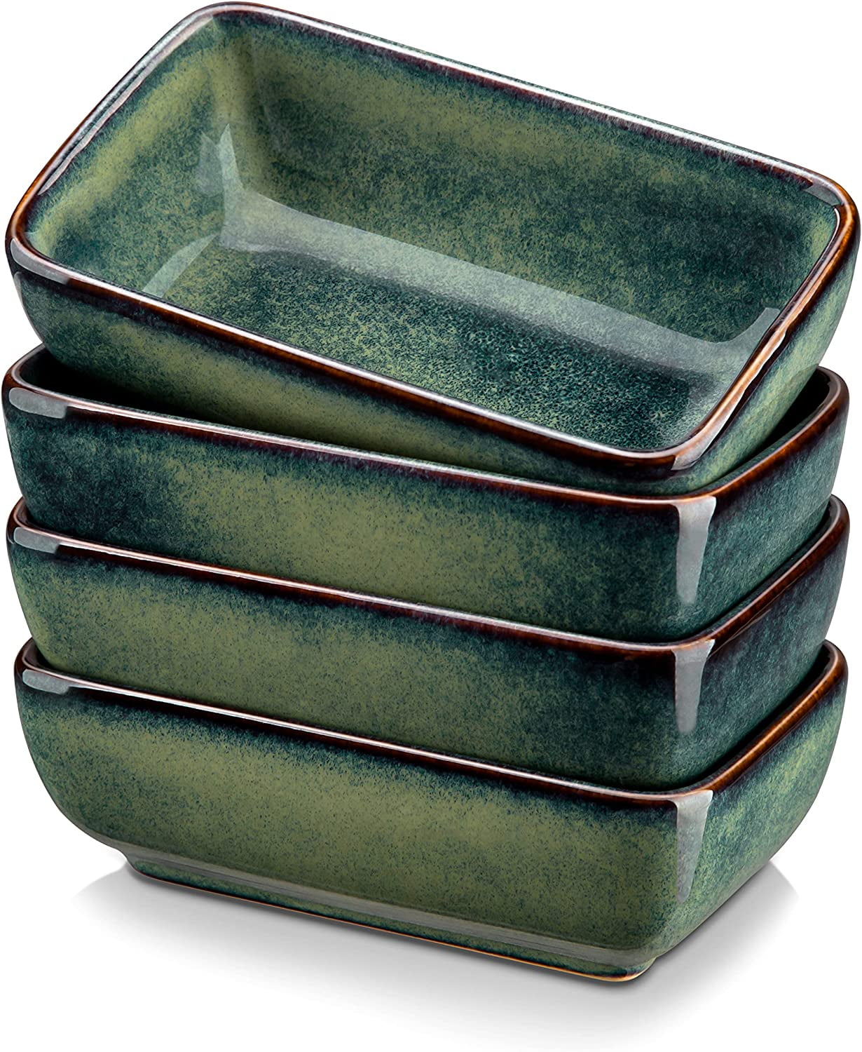 vancasso Stern, Green 4-Piece Saucer Dish Set, Porcelain Snack Bowl ...