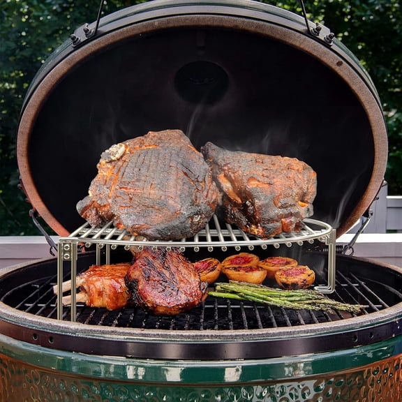 Onlyfire Stainless Steel Grill Expander Cooking Grate Fits for Charcoal Kettle Grills like ,  and Ceramic Grills like Large Big Green Egg, Kamado Joe Classic, Pit Boss, Louisiana