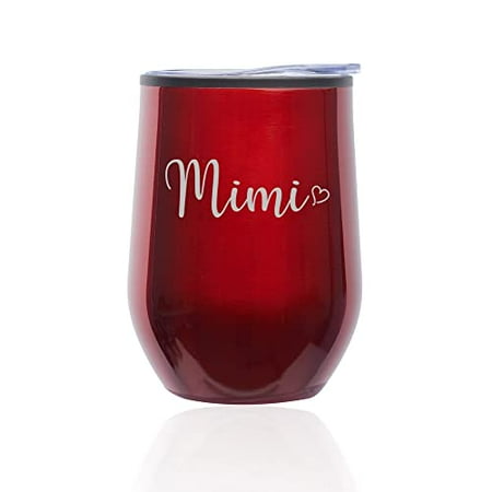 

Stemless Wine Tumbler Coffee Travel Mug Glass with Lid Mimi With Heart (Red)