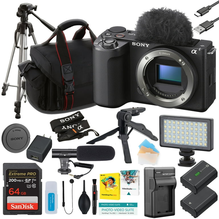 Sony ZV-E10 II Mirrorless Camera (Body Only) + 64GB Memory, LED