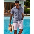 thumbnail image 3 of COOFANDY COOFNDY Linen Shirts for Men's Button Down Short Sleeve Shirts with Pocket, 3 of 6