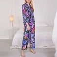 thumbnail image 4 of Bingfone Womens Pajama Sets Watercolor Butterflies Print,Long Sleeve Loungewear Pajamas Set-Medium, 4 of 9
