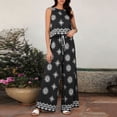 thumbnail image 6 of Zynoxe 2 Piece Sets for Women Going Out Comfy Crew Neck Sleeveless Crop Top Drawstring Waist Wide Leg Pants Suit Stylish Geometric Print Summer Sets Versatile Casual Beach Vacation Outfits S, 6 of 7