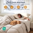 thumbnail image 3 of Unikome Heavyweight Goose Down Feather Fiber Comforter, Natural Filling Warm Quilted Comforter with Baffle Box Design, Soft Quiet Fabric, Cal King 108 x 94 inch,Cream, 3 of 9