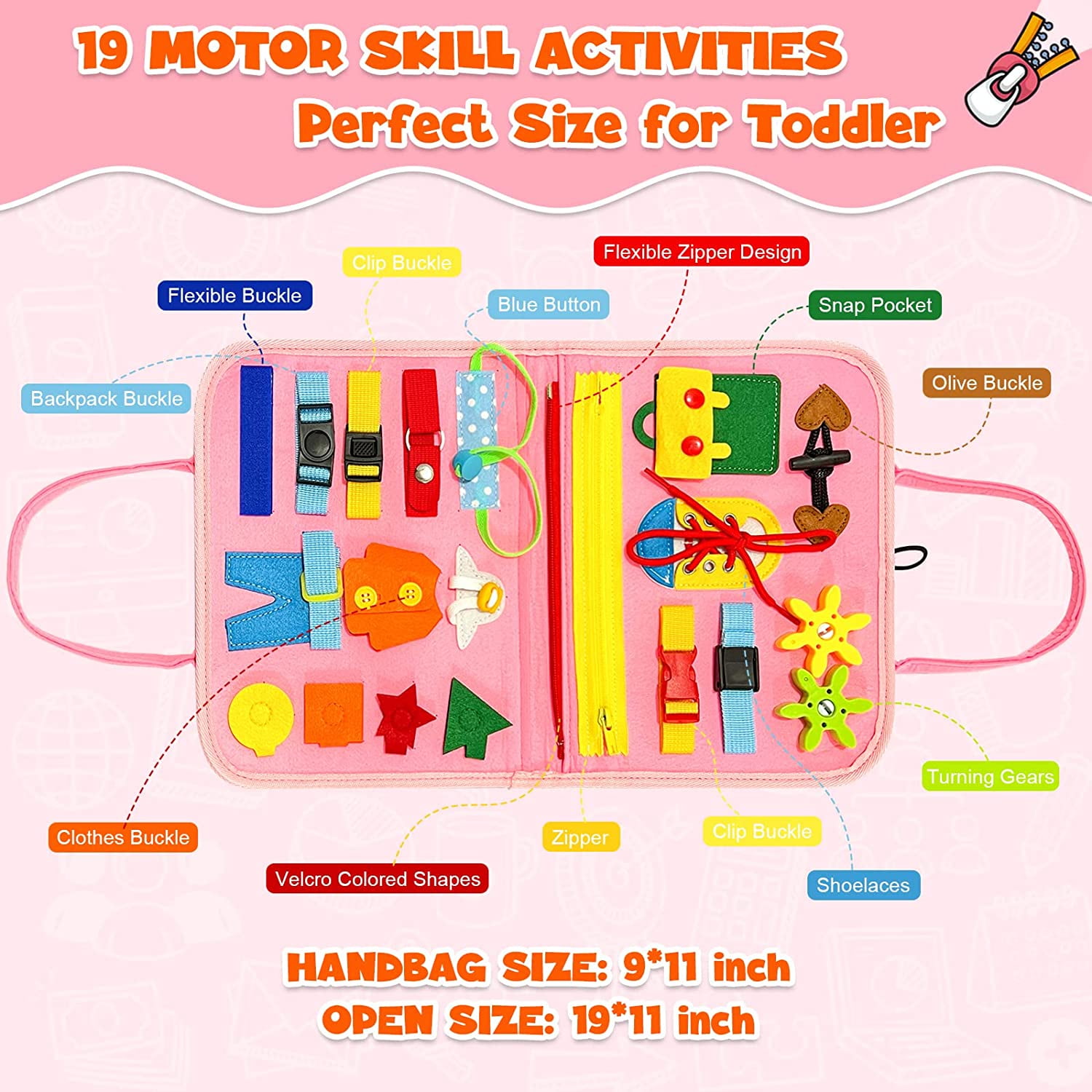 Lavinya Busy Board, Toddler Travel Toys, Quiet Book with DIY Page