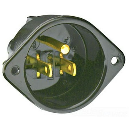 Straight Blade Inlet - Leviton 5239 15 Amp, 125 Volt, Flanged Inlet Receptacle, Straight Blade, Commercial Grade, Grounding, Back Wired, Black