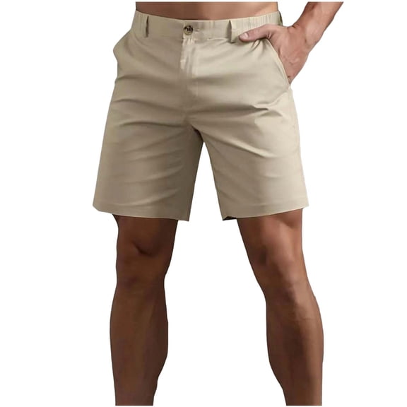 Men's Casual Golf Shorts Quick Dry Lightweight 7" Inseam Short Pants, Flat Front Elastic Waistband Summer Shorts with Belt Loops & Pockets for Travel Work Performance