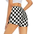 thumbnail image 2 of Uemuo Black and White Checkerboard Pattern Women's Athletic Shorts High Waisted Running Shorts with Liner Pockets Gym Elastic Workout Shorts-X-Large, 2 of 9