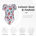 thumbnail image 6 of The Xecao Strawberries Women's Crew Neck Body Suit, a short-sleeved bodysuit and basic swimsuit, both comfort and style for dating and daily life, 6 of 9