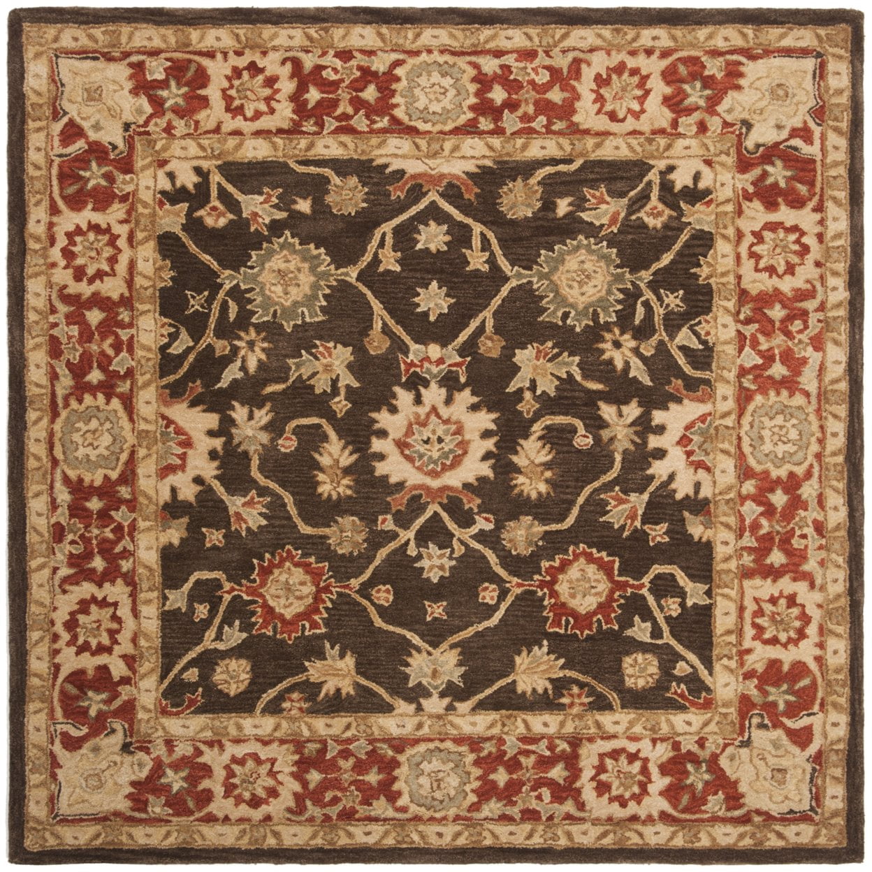 SAFAVIEH Anatolia Shirley Traditional Wool Area Rug, Olive/Rust, 9' x 12'