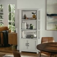 thumbnail image 6 of Martha Stewart Hutton Four Tier Shaker Style Bookcase with Storage Cabinet in Gray with Brushed Nickel Hardware, 6 of 16