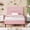 Pink, variant on 4 EVER WINNER Twin Bed Frame, Upholstered Platform Bed with Headboard, Pink Twin Bed Frame, Diamond Design, Pink