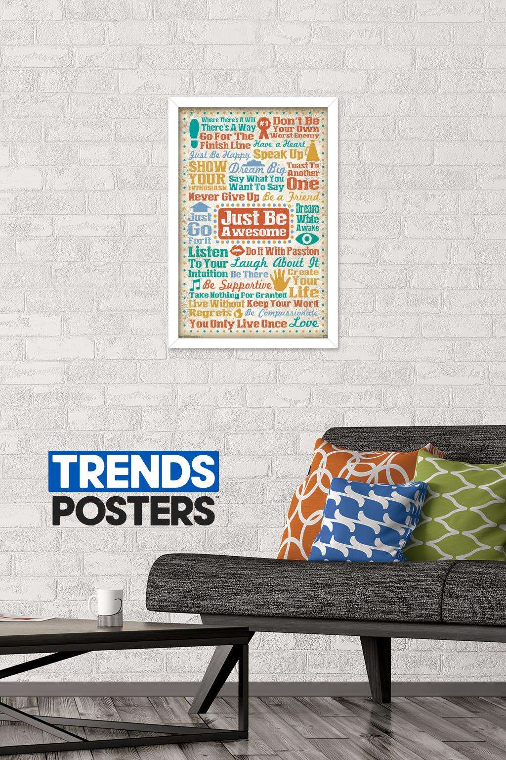 Just Be Awesome Wall Poster, 14.725" x 22.375", Framed