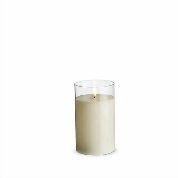 RAZ Imports 3.5" X 6" Clear Glass Ivory Pillar Candle