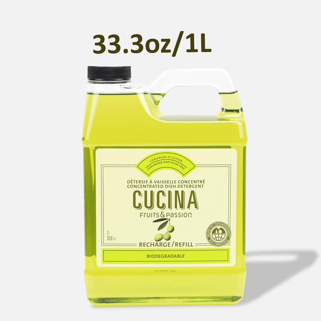 Cucina Fruits & Passion Concentrated Dish Detergent Refill Coriander and Olive Tree 1 Liter - 2 Pack