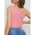 thumbnail image 4 of Womens Cute Ruffle One Shoulder 2024 Tank Top Knit Ribbed Trendy Sexy Summer Sleeveless Crop Tops, 4 of 6
