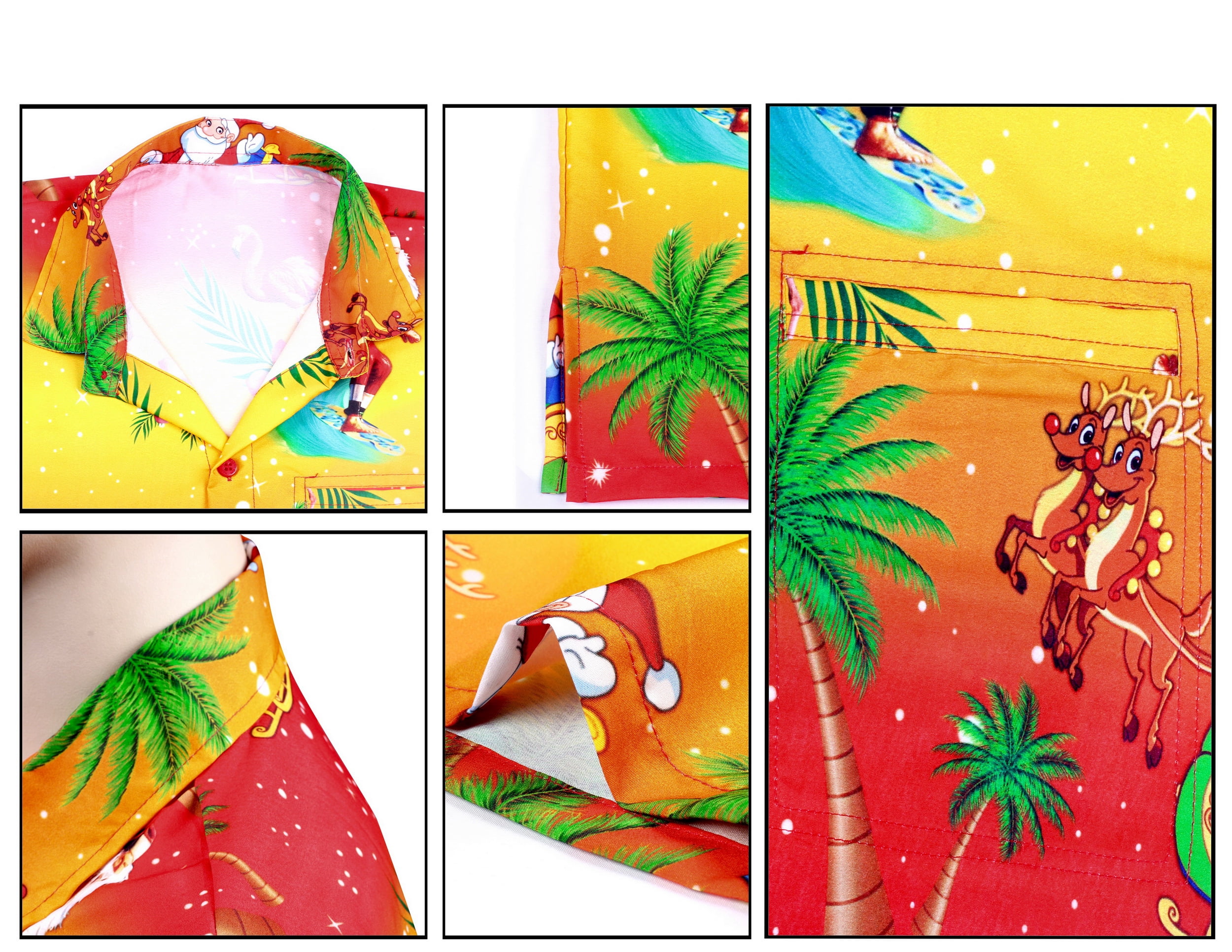 Happy Bay Men's Santa Claus Hawaiian Shirt - Christmas Button Down Holiday Shirt (L Sable)