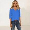 thumbnail image 3 of Babysbule Lightweight Breathable V-Neck 3/4 Sleeve Casual Blouse Women's Relaxed Fit Spring Summer Top, 3 of 7
