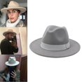 thumbnail image 4 of Unisex Elegant Church Fedora Hat Ribbon Band Belt Winter Outdoor Light Gray, 4 of 8
