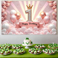 thumbnail image 6 of Pink Balloons Birthday Banner Glitter Number Floral Decor Celebration Background for First Birthday Children's Party, 6 of 7